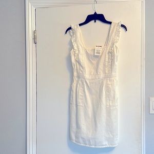 White denim double pocket short mini dress